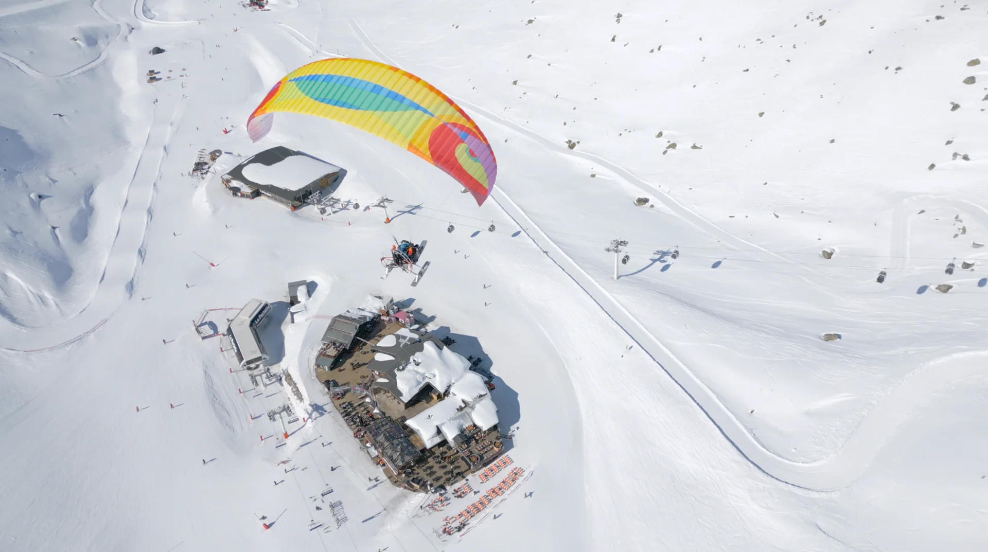 Flying above the snowy Alps